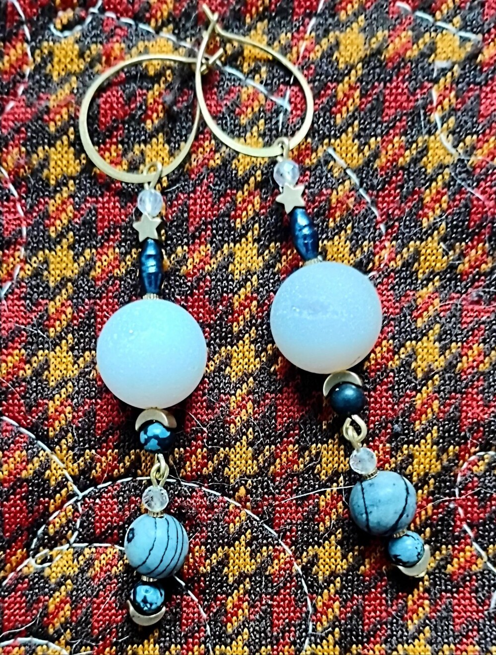 'Darkness and Light' Stone Celestial Earrings - Picture 3 of 6